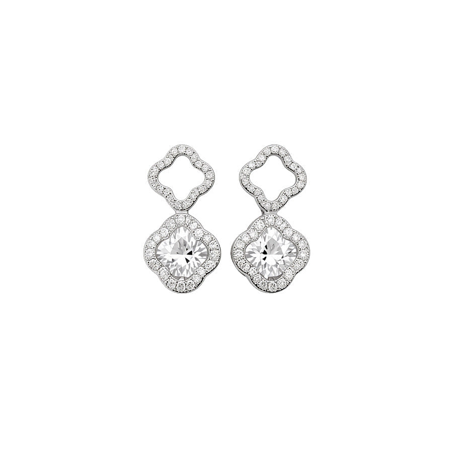 Women's Sier Needle Zircon Flower Hollow Delicate Ear Super Flash Temperament Jewelry Set