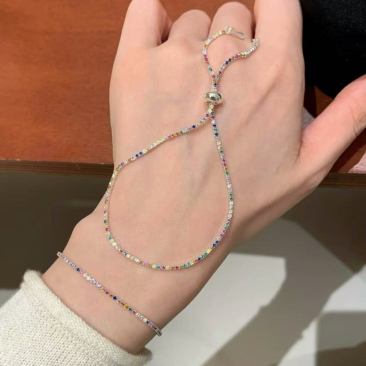 Women's Dopamine Rainbow Fine Zircon For Light Luxury Minority Design Exquisite Bracelets