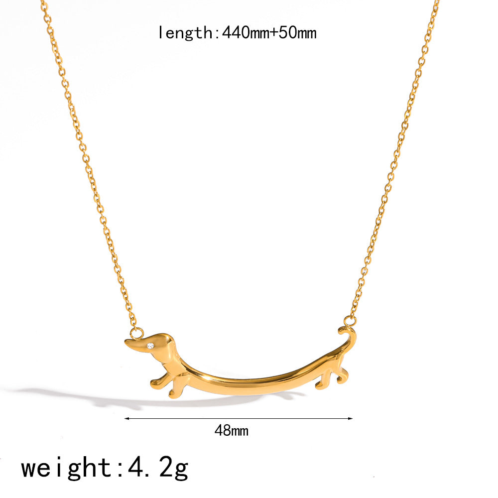 Cute Gold Puppy Sausage Dog Stainless Steel Earrings