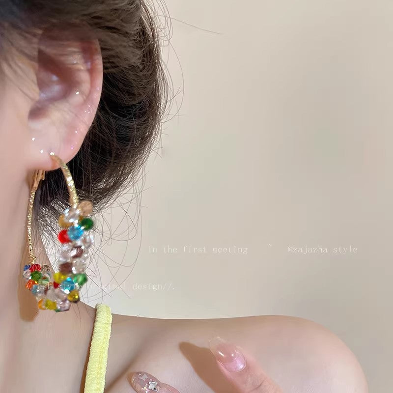 Women's Colorful Pearl Holiday Ear Design High-grade Exaggerated Seaside Earrings