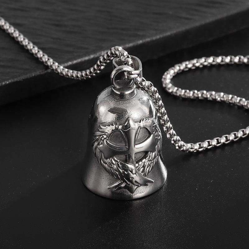 Steel Casting Polished Wings Cross Motorcycle Pendant