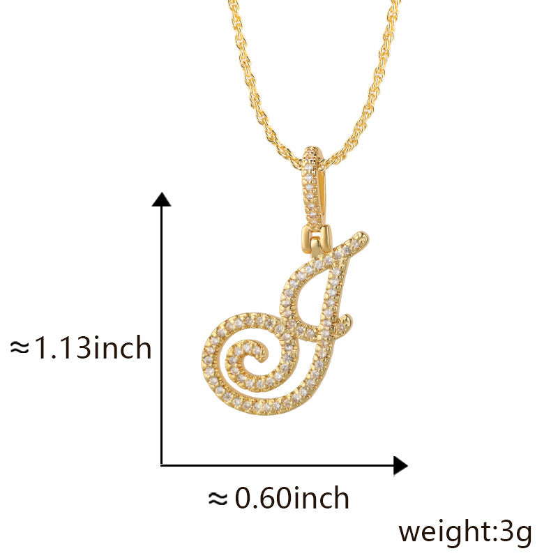 Hop Flower Body Grass English Letter Niche Style Inlaid Zircon Pendants