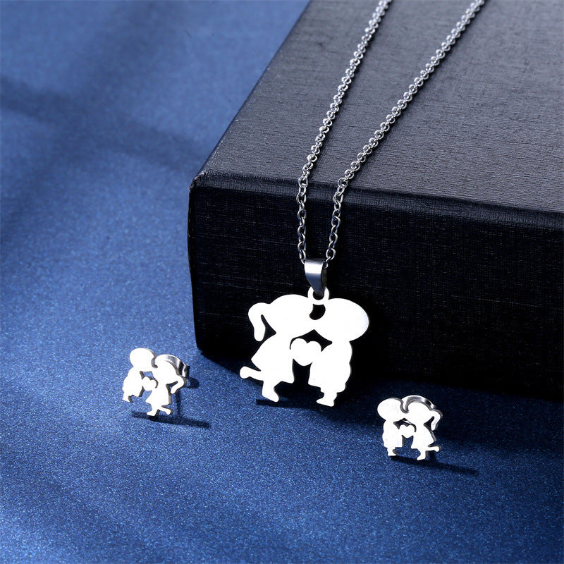 Women's Stainless Steel Suite Fashion Geometry Pattern Animal Love Jewelry Set