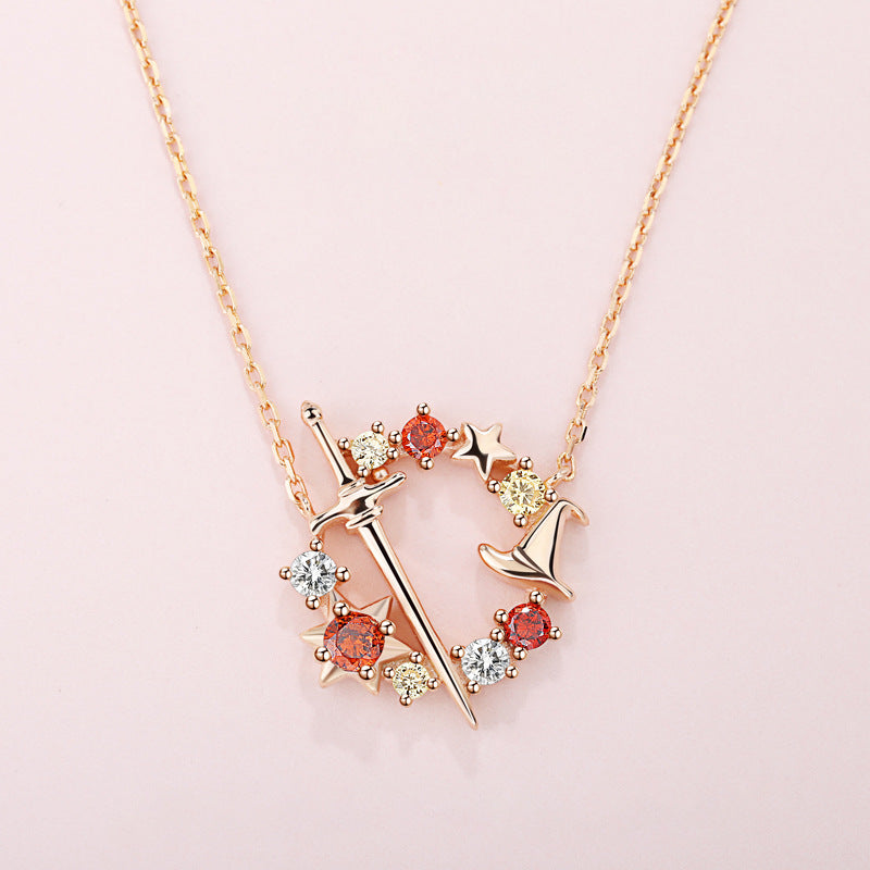 Surrounding Sterling Sier Wizard Branch The Sorcerer's Stone Clavicle Necklaces