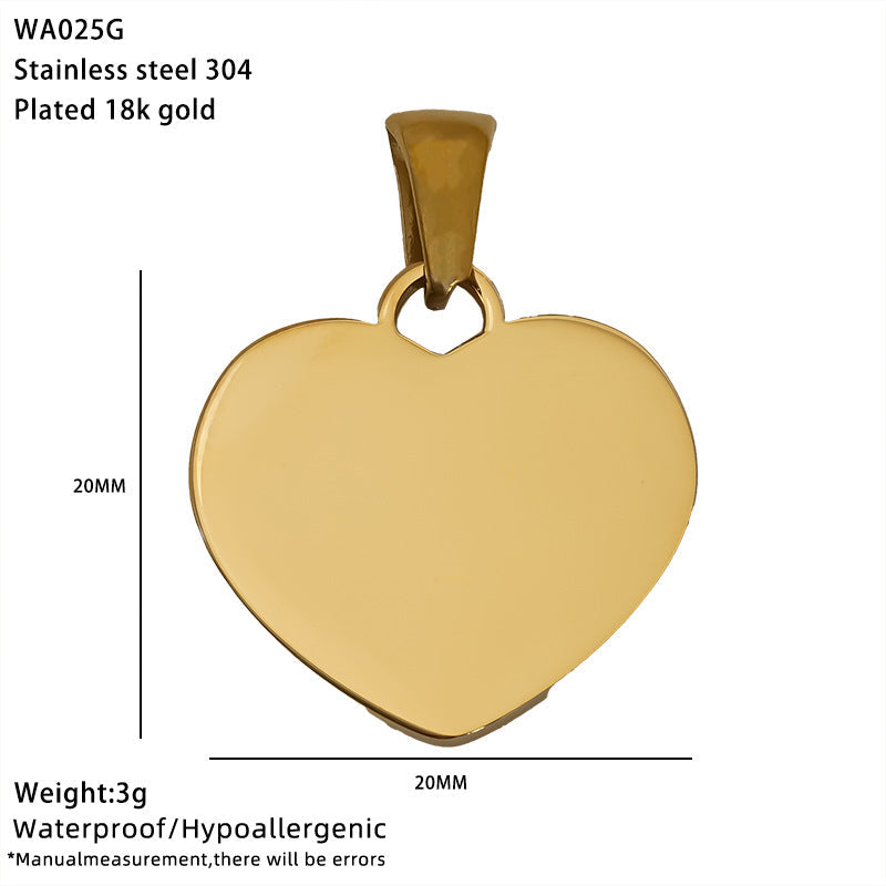 Mirror Stainless Steel Heart-shaped Strap Oval Buckle Can Carve Pendants