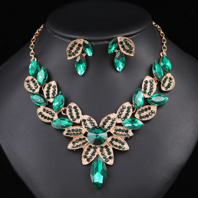 Women's High Profile Retro Luxury Crystal Banquet Jewelry Set