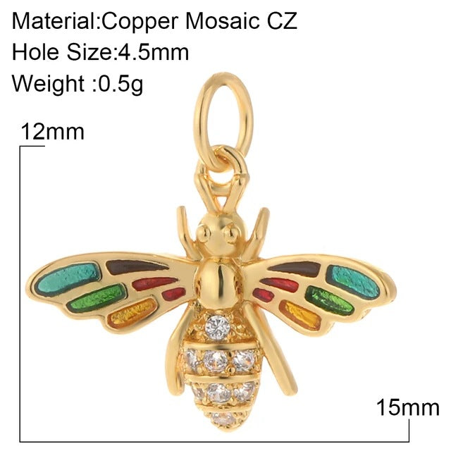 Cherry Bee Copper Animal Plant Golden Pendant