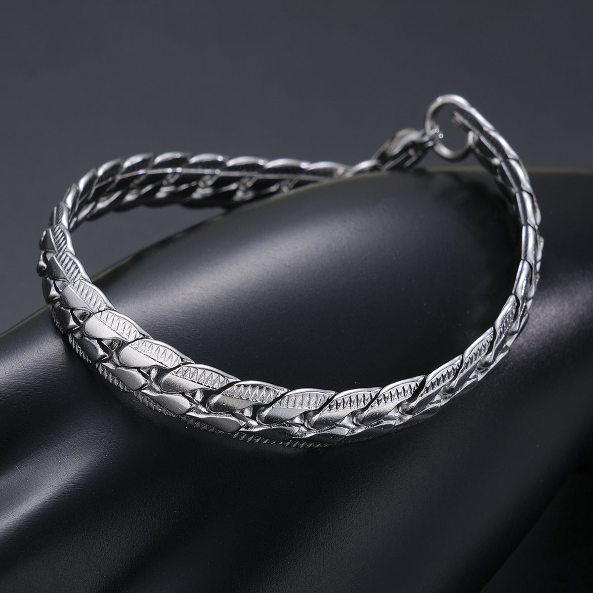 Men's Steel Six-sided Grinding Cuban Simple Personality Hipster Cool Bracelet