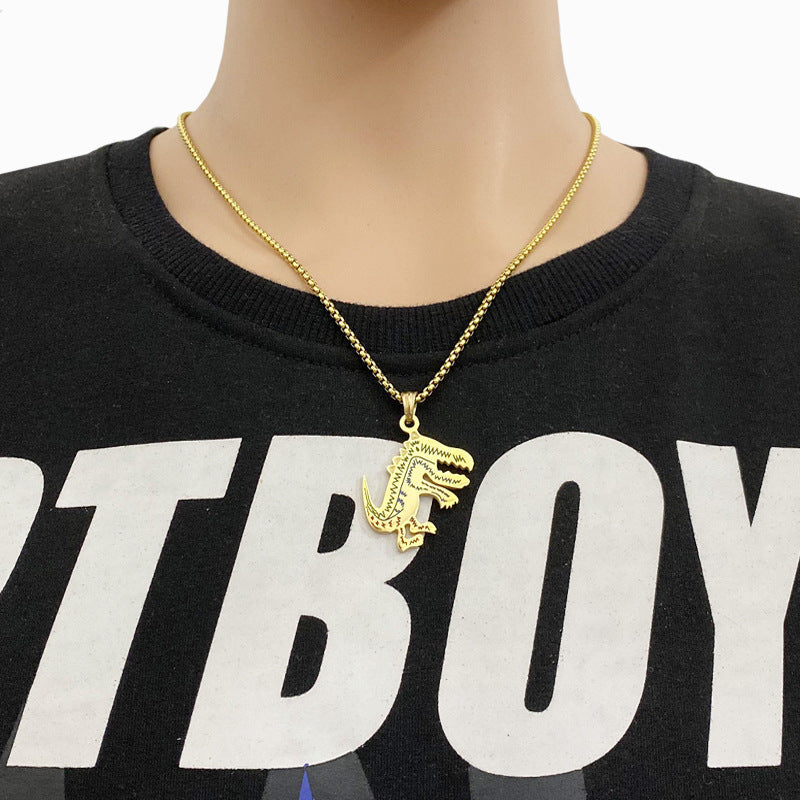 Women's & Men's Fashion Dinosaur Titanium Steel Personality Tyrannosaurus Street Disco Pendants