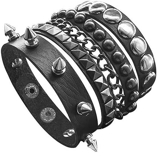 Wide Domineering Personalized Rivet Punk Street Bracelet