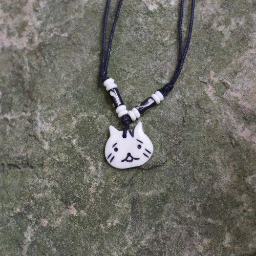 Nepal Yak Bone Hand Carved Six Pendant