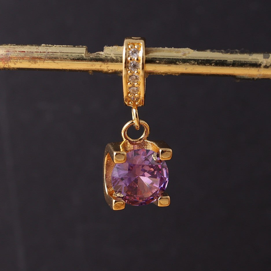 Gold-plated Inlaid Square Imitation Amethyst Simple Pendant