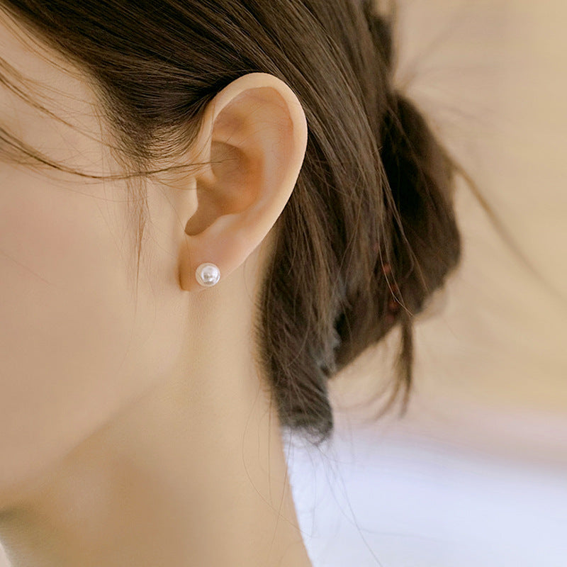 Sier Needle Korean Style Elegant Simple Pearl Fashion Stud Earrings