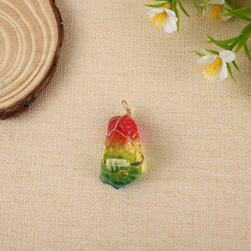 Color Natural Raw Gemstone Winding Crystal Pendants