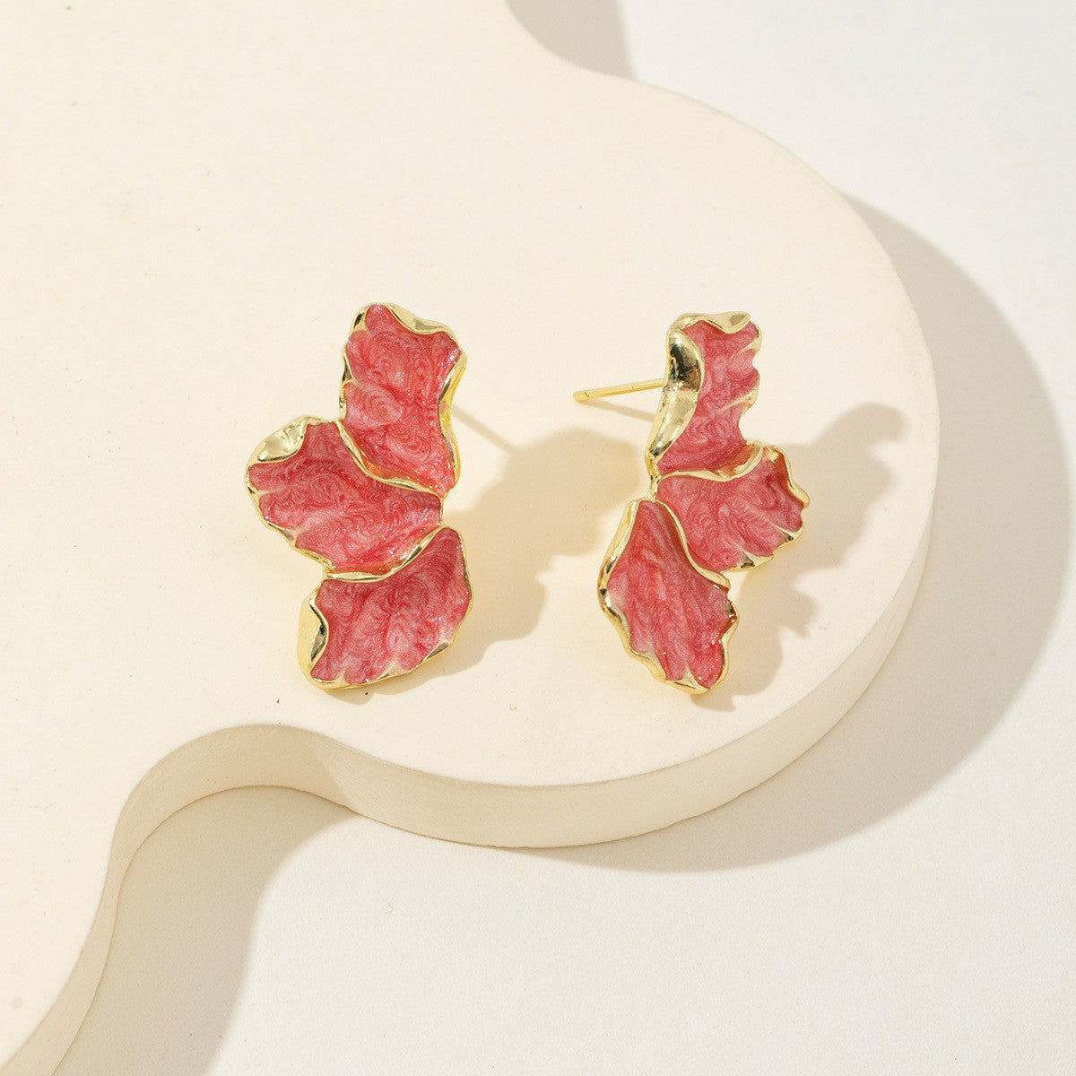 Maple Leaf Flower Affordable Luxury Fashion Sense Colorful Petals Dripping Stud Earrings