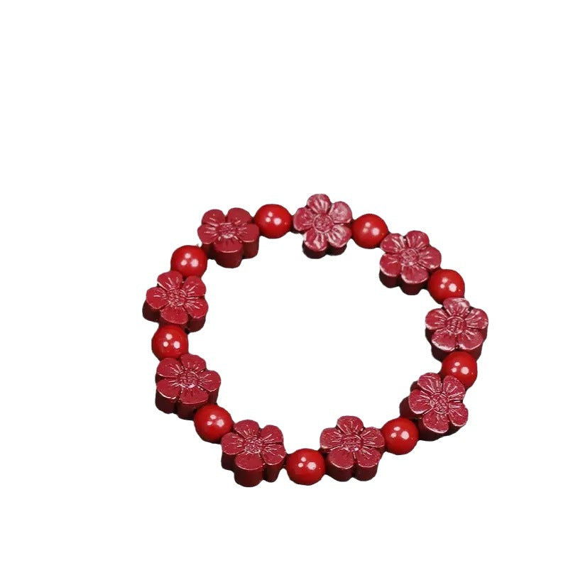 Natural Cinnabar Handmade Beaded Purple Gold Sand Plum Female Bracelet