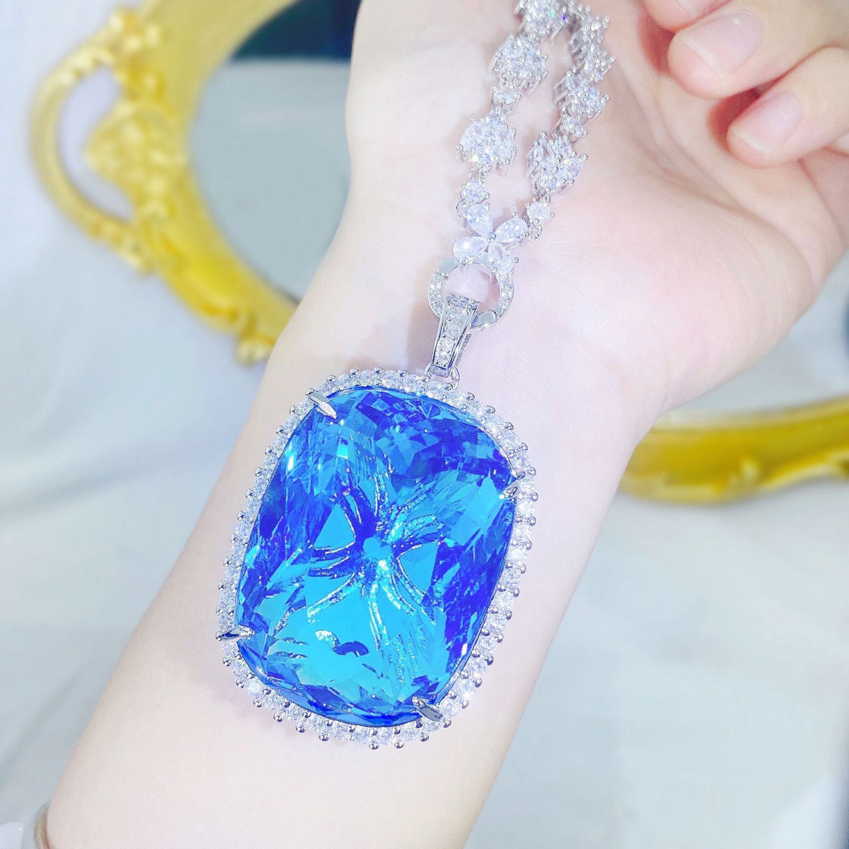 Aquamarine Light Luxury Full Diamond Design Pendants