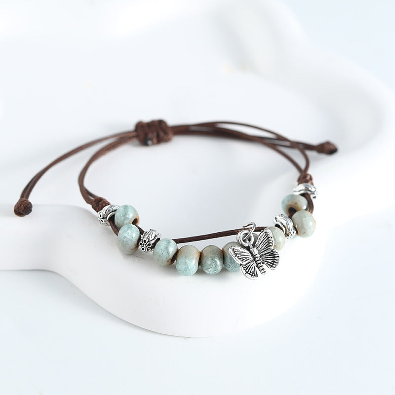 Ceramic Retro Butterfly Female Summer Hand-woven Bracelets