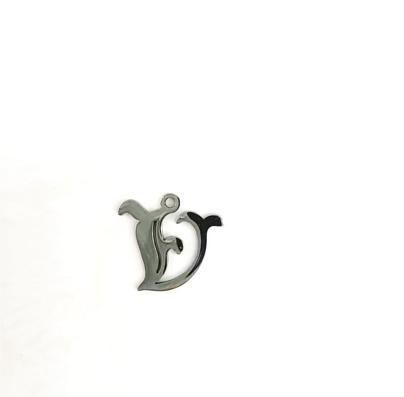 Titanium Steel Retro Alphabet Outer Hole Round Artistic Pendant
