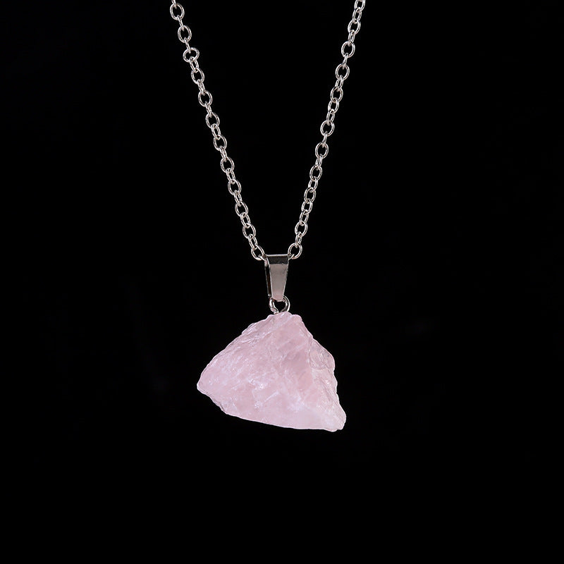 Natural Amethyst Pink Crystal White With Shape Pendants