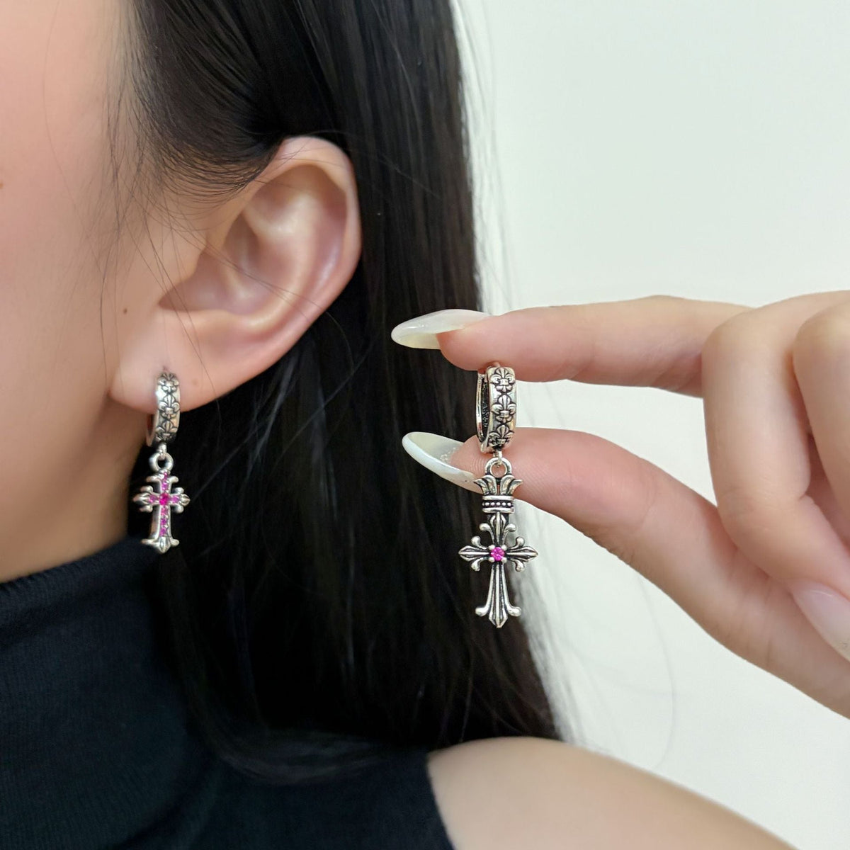 Women's Style Retro Cross Fine Fashion Hip Hop Earrings
