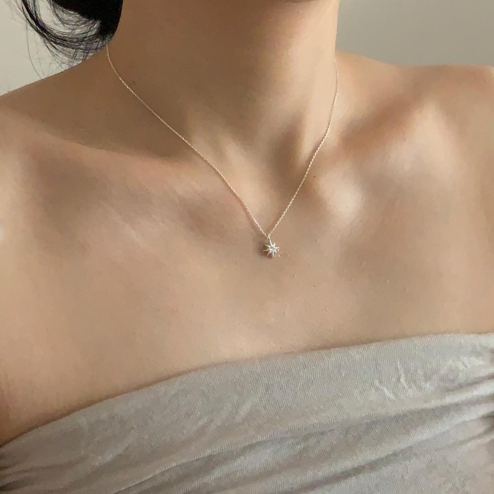 Style Sterling Sier Eight Awn Star Zircon Necklaces