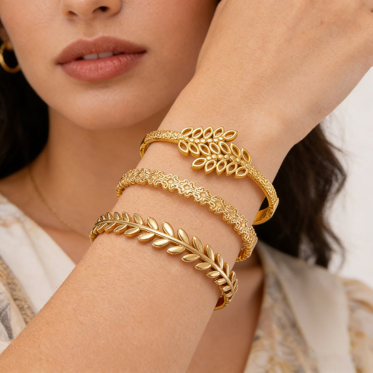 Titanium Steel Fashion Gold-plated Open Wheat Stainless Bracelets