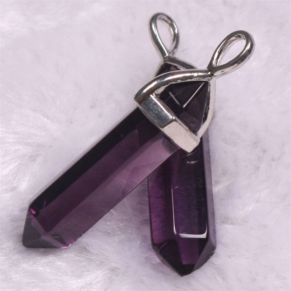 Stone Crystal Agate Bullet Hexagon Prism Pendant
