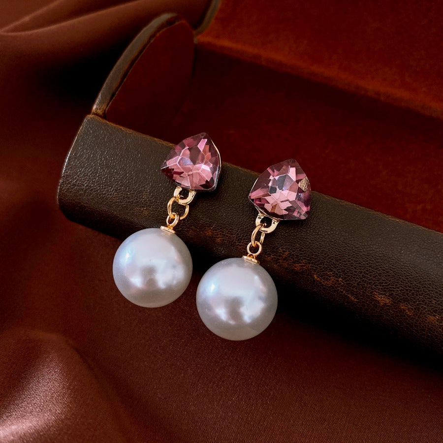 French Royal Style Zircon Geometric Flower Light Luxury High-grade Earrings