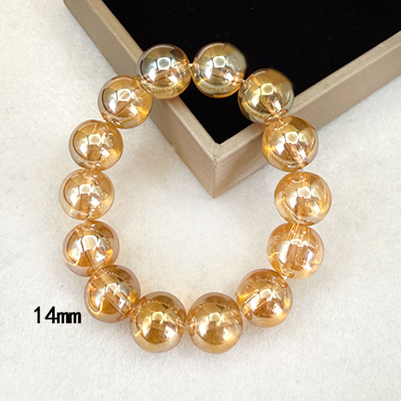 Champagne Round Beads Imitation Amber Gold Plate Bracelets