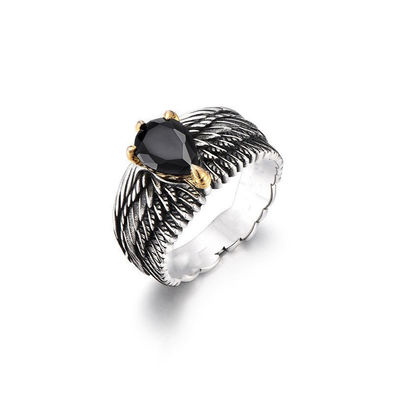 Men's Thai Sier Eagle Wings Retro Style Personality Ring