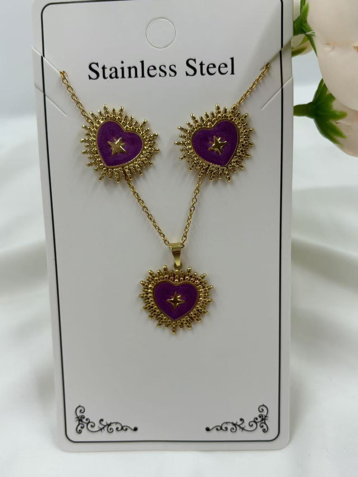 Women's Drop Peach Heart Stainless Steel Gold Earrings