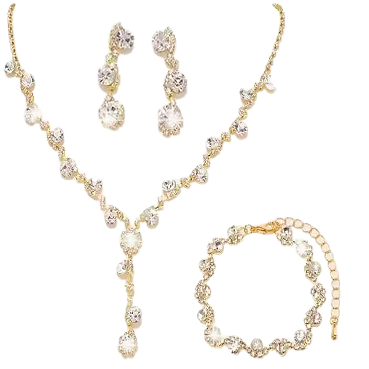 Fashion Pretty Women's Three-piece Sier Bridal Jewelry Set