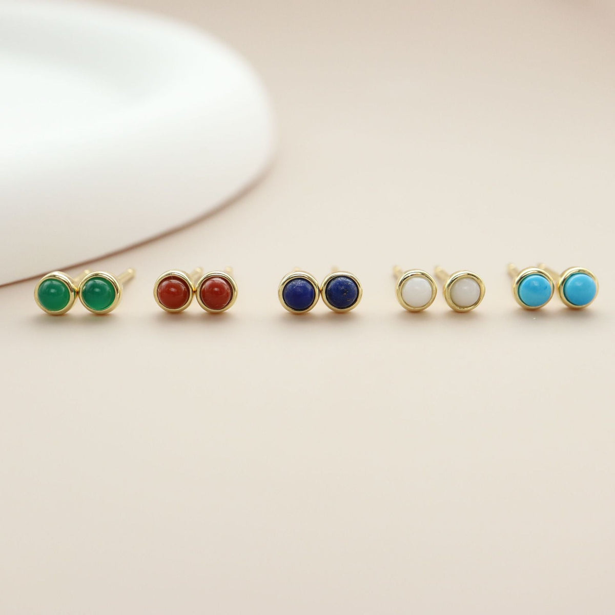 Women's & Men's Sterling Sier Multicolor Natural Stone Simple Earrings