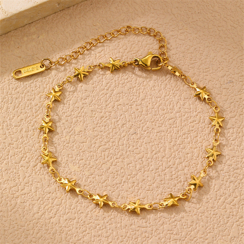 Women's Steel Chain Round Beads Hemp Flowers Bracelets