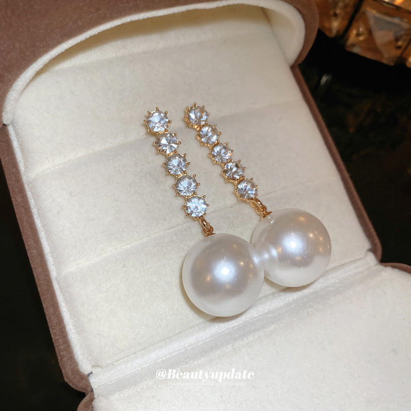 Women's Side-by-side Stick Pearl Exaggerated Personalized High-grade Light Luxury Earrings
