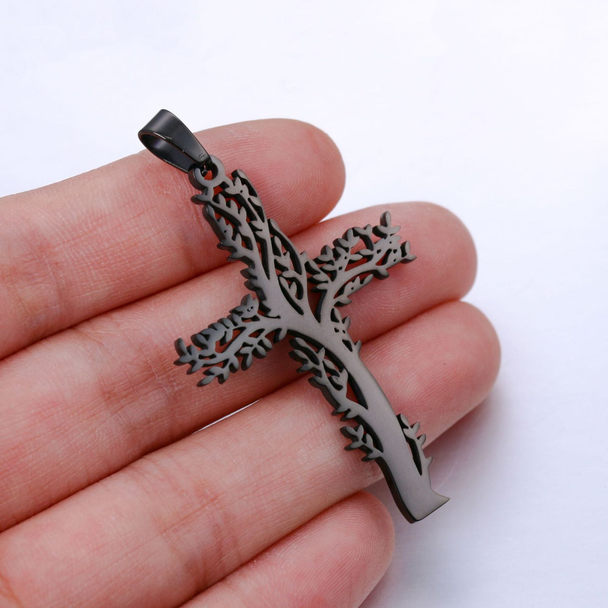 Men's Titanium Steel Lucky Tree Cross Personalized Hip Hop Fashion Necklaces