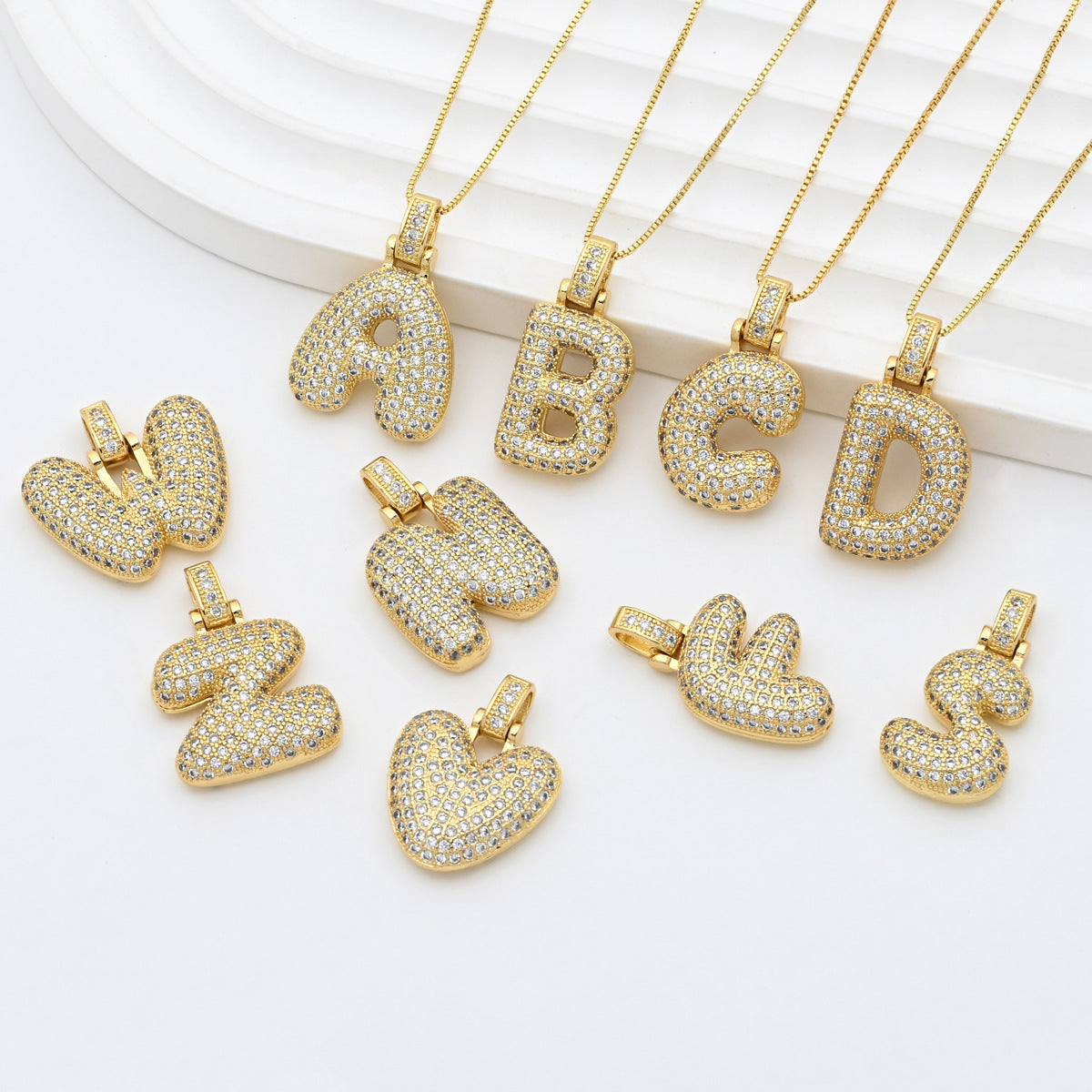 Micro Inlay Hip Hop Letters English Pendant