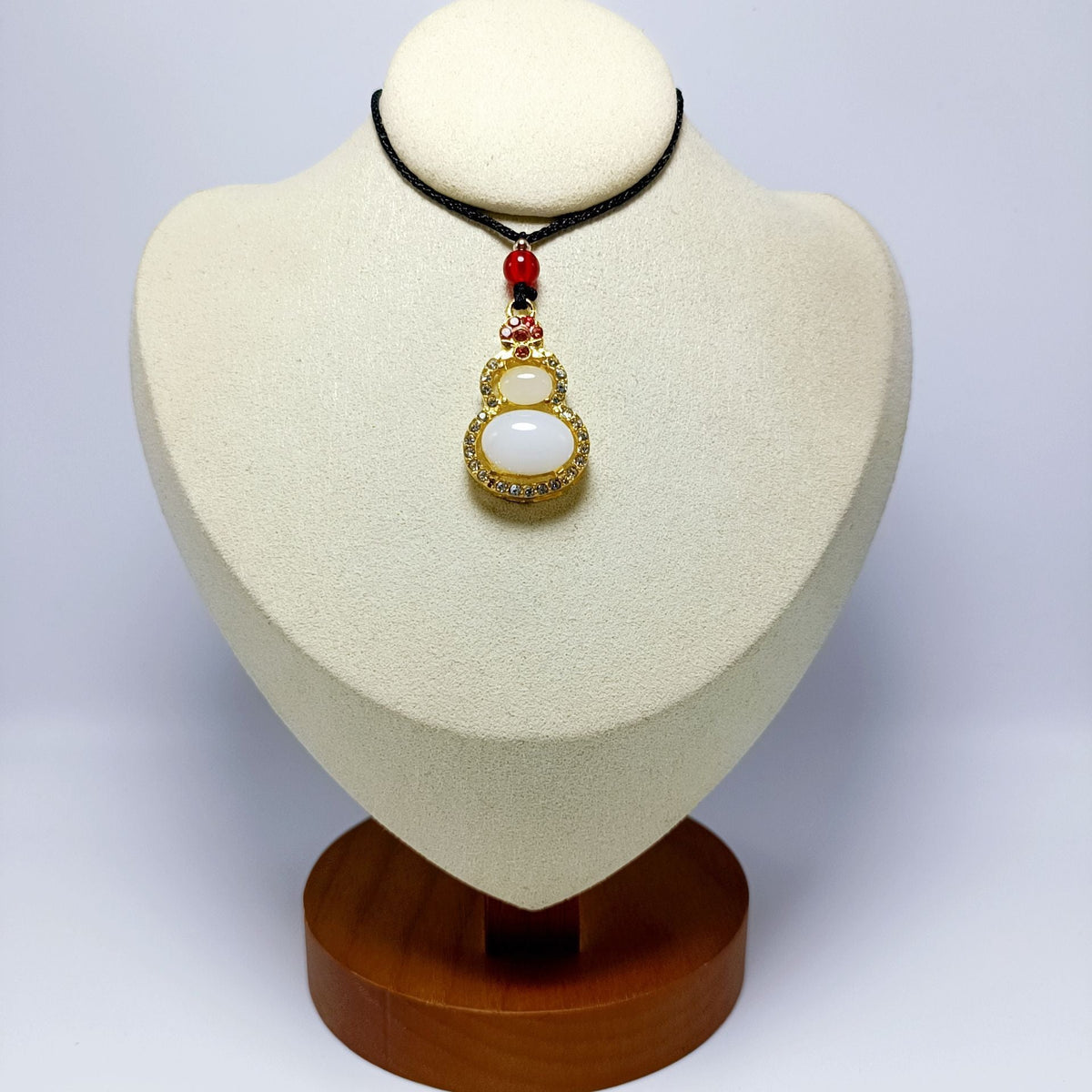 Imitation Gold Inlaid With Jade Calabash Pendent Green Chalcedony Alloy Pendant