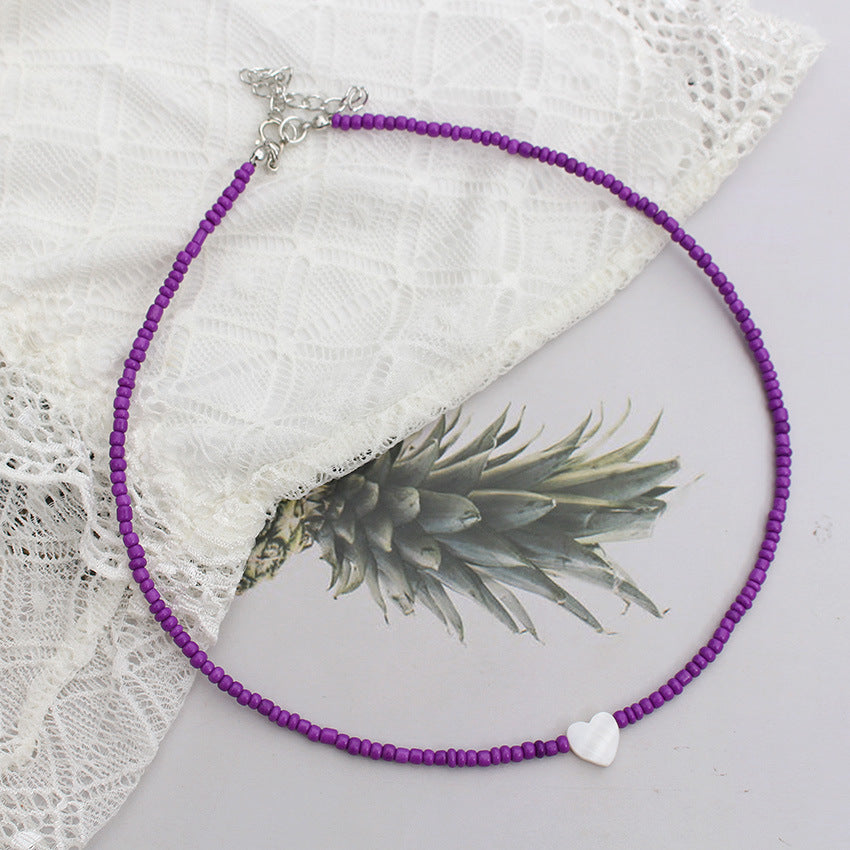Heart Beads Stringed Color Clavicle Chain Necklace