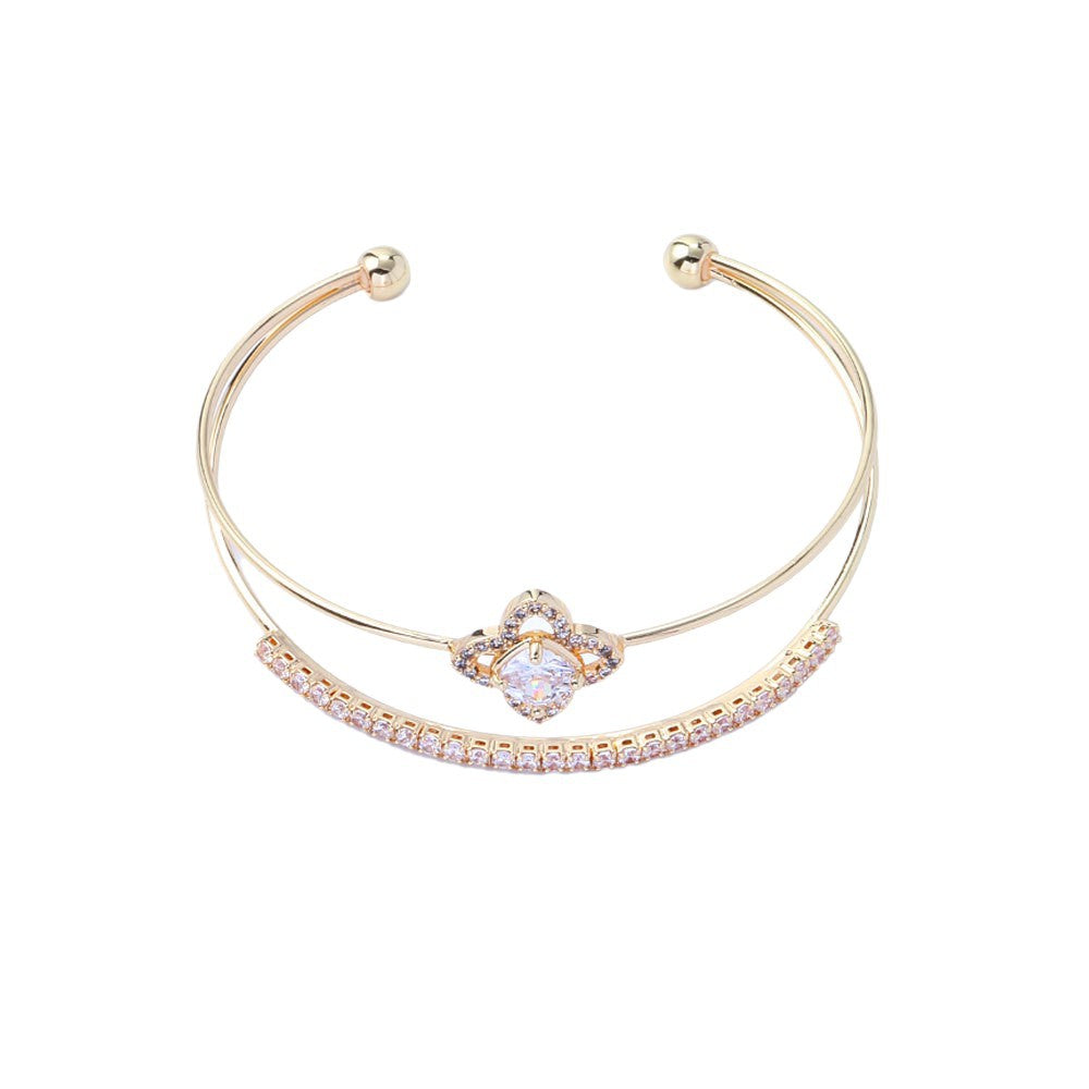 Clover Style Light Luxury Simple Diamond High Sense Jewelry Set