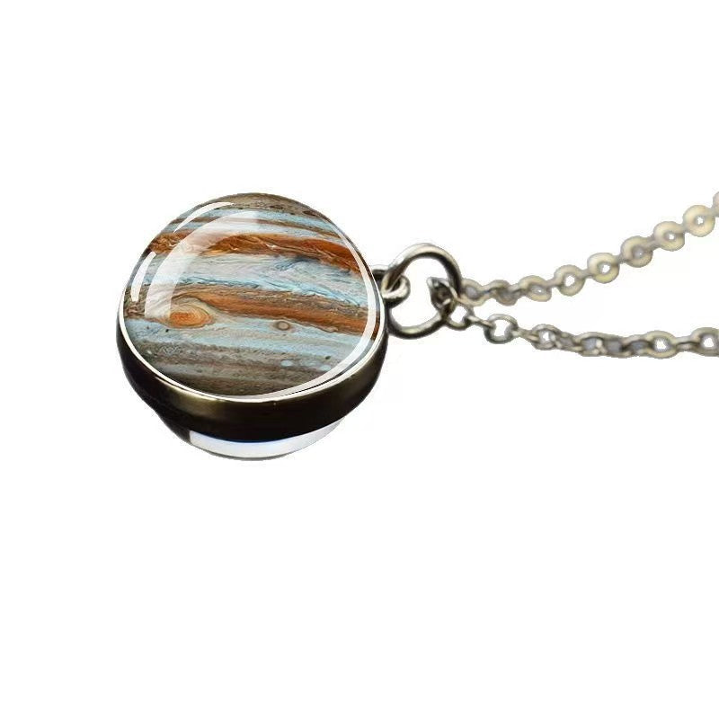 System Galaxy Nebula Double-sided Time Stone Necklace
