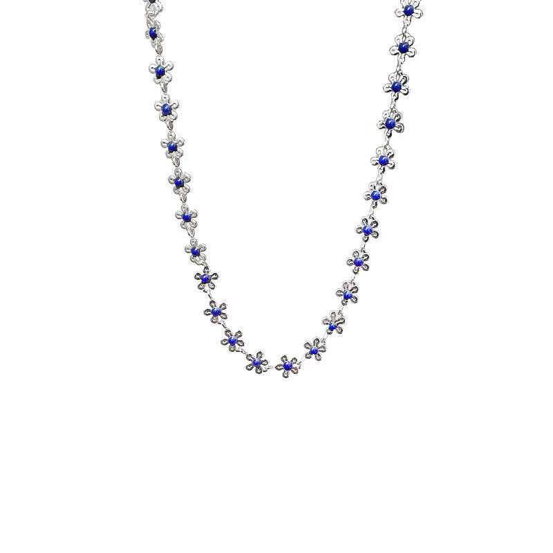 Fresh Lady Clavicle Chain Temperamental Cold Metal Little Flower Twin Necklace