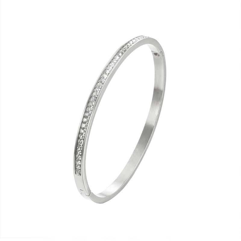 Square Diamond Titanium Steel Female Fashion Bracelet