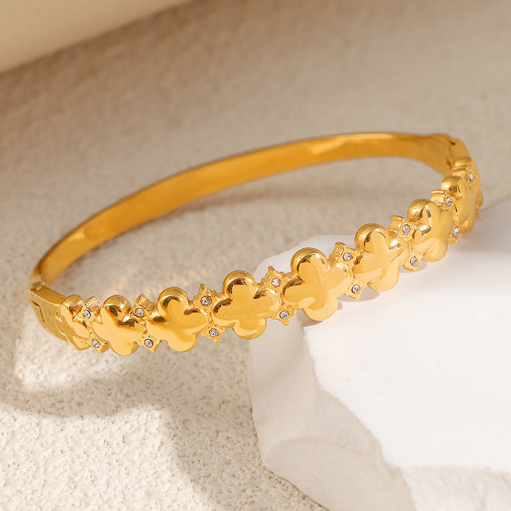 Women's Fashion Titanium Steel Geometric Variety White Diamond Light Luxury Bracelet