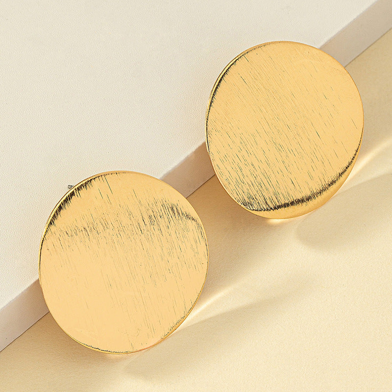 Metal Cold Style Advanced Round Texture Earrings
