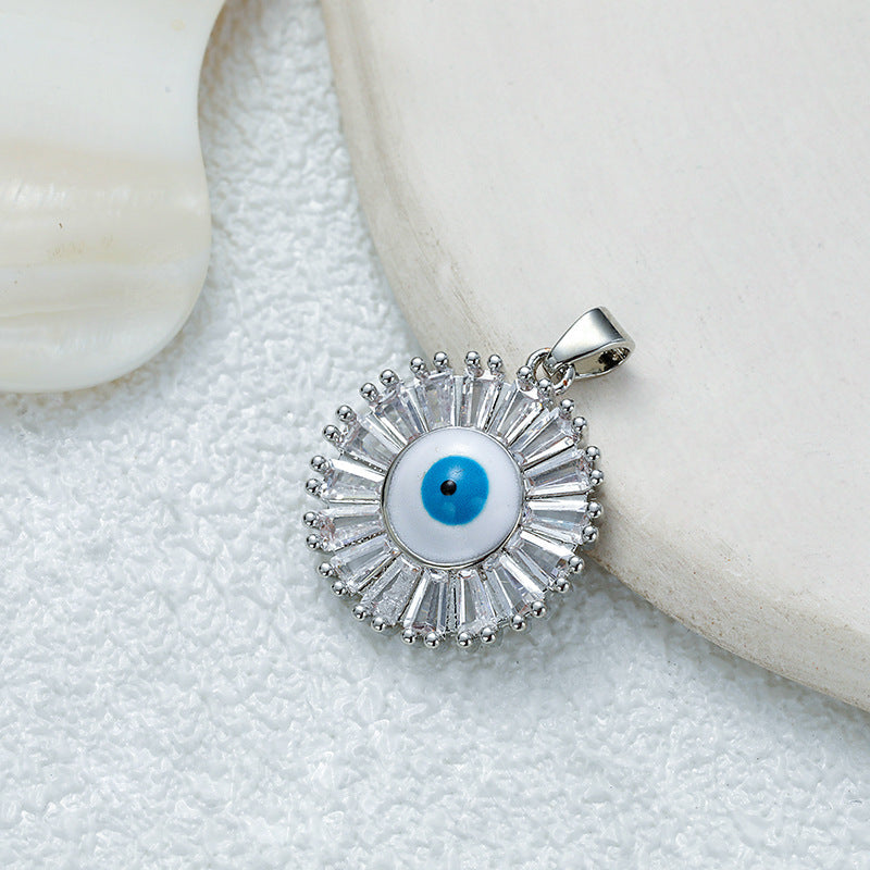Women's Gold Eye Style Single Inlaid Color Zircon Trendy Dripping Palm Pendants