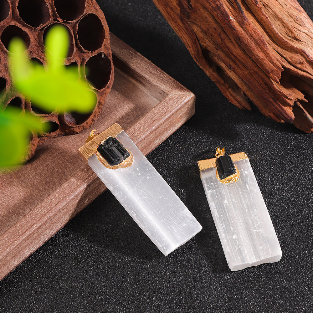 Square Model White Plaster Inlaid Crystal Pendant