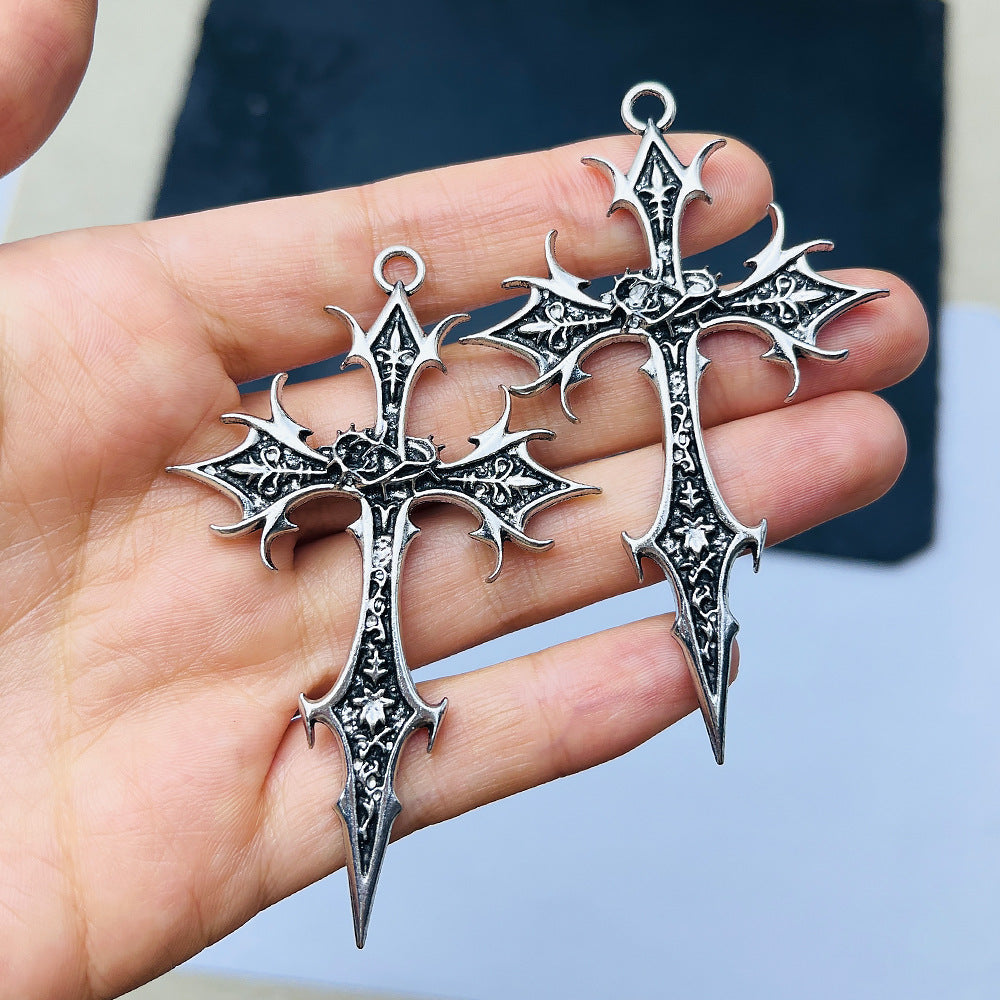Gothic Cross Ethnic Pattern Alloy Sweater Chain Pendants