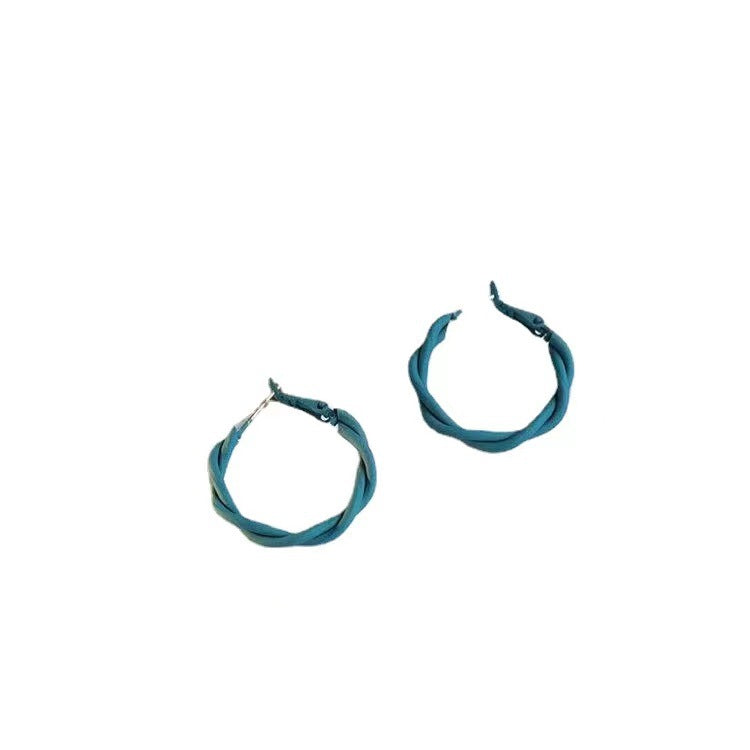 Women's Sier Needle Circle Twist For Graceful Fashionable Metal High-grade Earrings